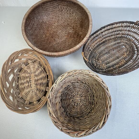 Woven Baskets Home Decor Set Of 3 Rustic Country Decorative Natural Coastal Boho - Picture 14 of 15